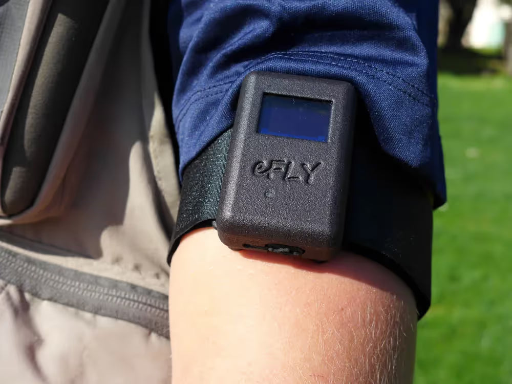 Photo of eFly Pro Arm Sensor being warn by angler
