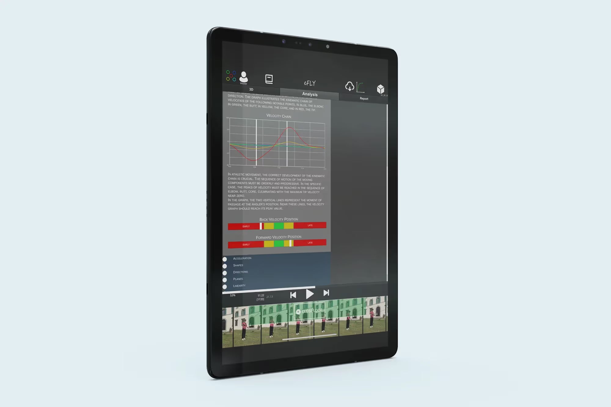 A mockup showing the eFly Pro app and data metrics