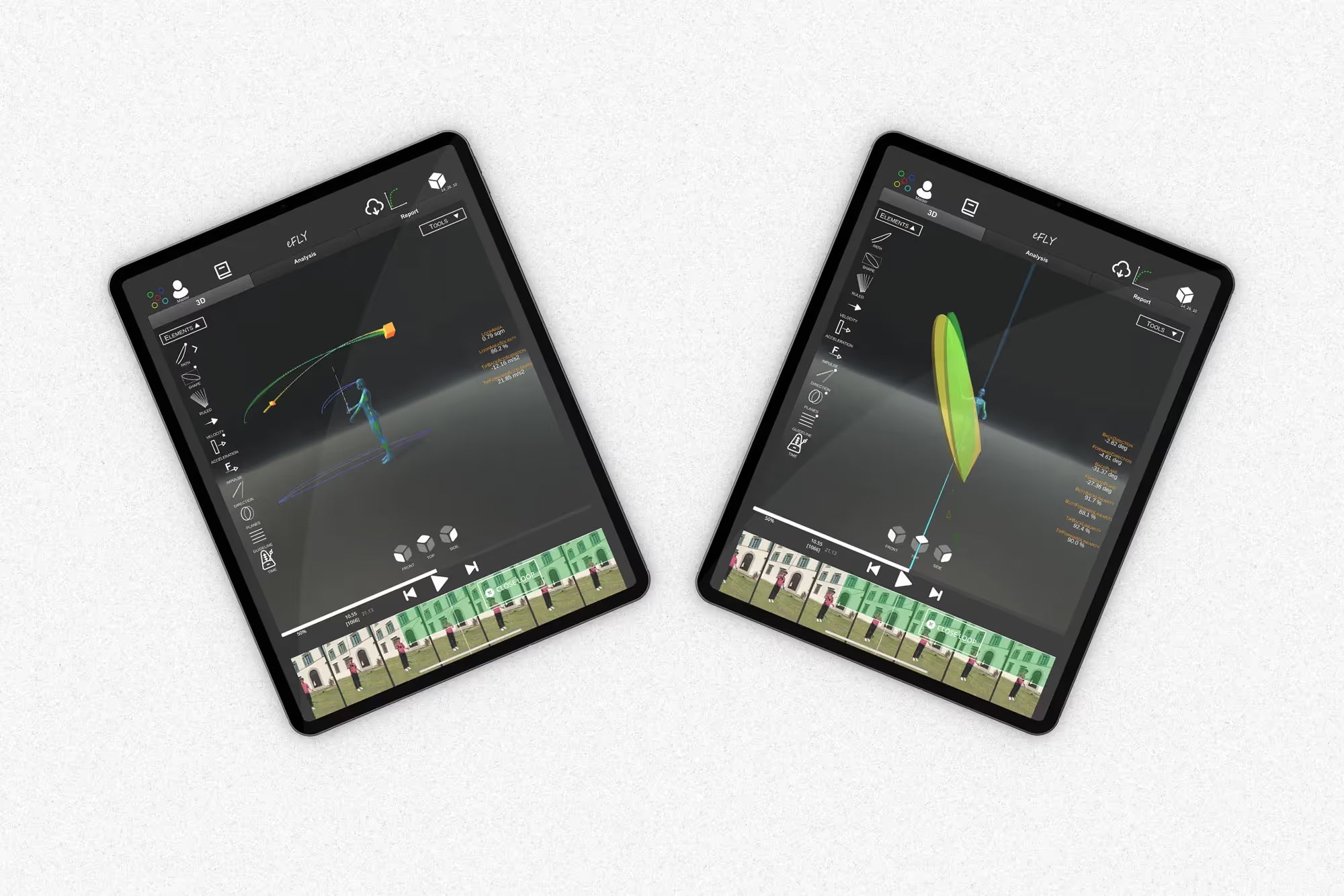 A mockup showing the eFly Pro app and plane analysis